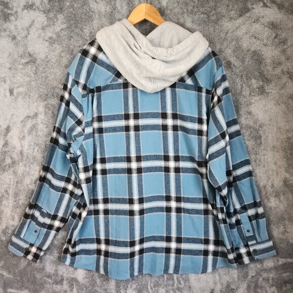Quiksilver Men's Blue Hooded Flannel Button Up Long Sleeve Sweater Size XXL NWT - Picture 8 of 11